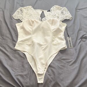 Elegant White Lace Bodysuit